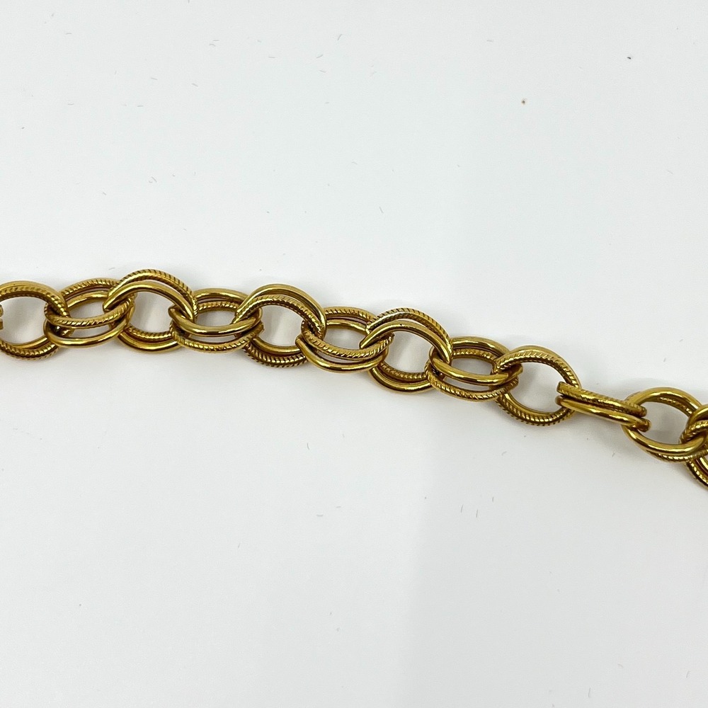 Vintage Gold Tone Wire Swirl Bell Pendant Double Link Chain Necklace Runway Boho - Picture 4 of 10